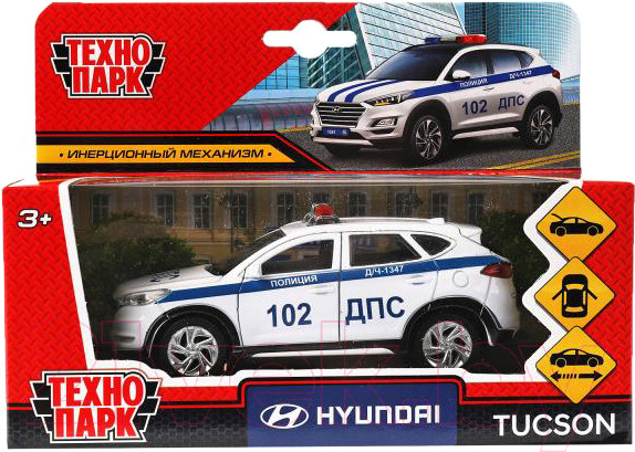 Изображение товара Автомобиль игрушечный Технопарк Hyundai Tucson Полиция / TUCSON-12POL-WH