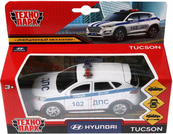 Изображение товара Автомобиль игрушечный Технопарк Hyundai Tucson Полиция / TUCSON-12POL-WH