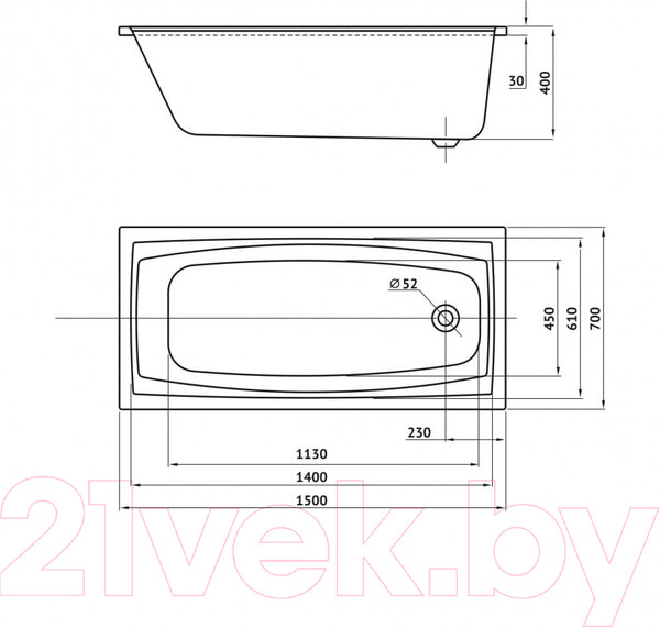 Изображение товара Ванна акриловая Berges Feya 150x70 / 050010