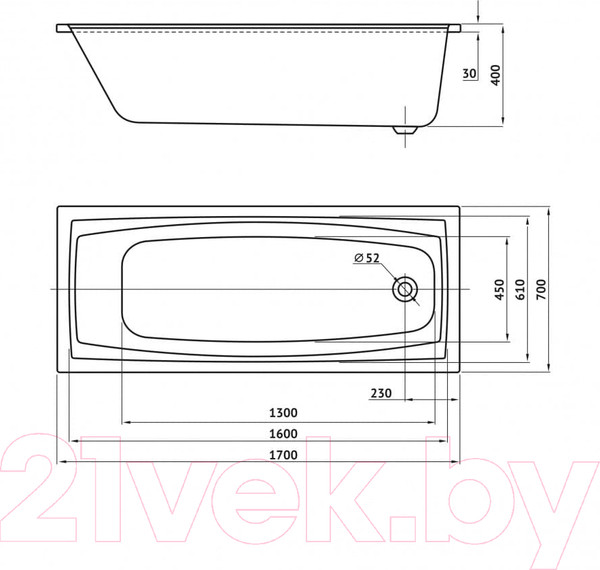 Изображение товара Ванна акриловая Berges Feya 170x70 / 050012