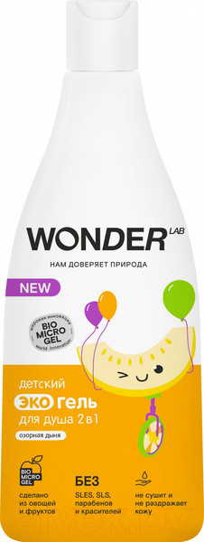 Изображение товара Гель для душа детский Wonder LAB Экогель 2в1 Озорная дыня (550мл)