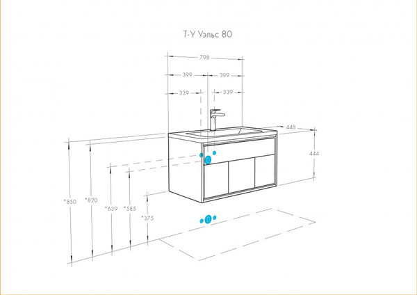 Изображение товара Тумба под умывальник Акватон Уэльс 80 (1A267901WA6A0)