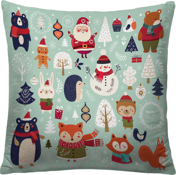 Изображение товара Наволочка декоративная JoyArty Новогодние зверюшки / sl_380868