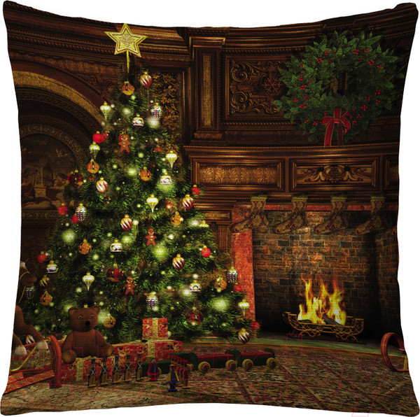 Изображение товара Наволочка декоративная JoyArty Праздник у камина / sl_381929