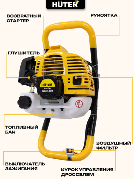 Изображение товара Мотобур земляной Huter GGD-300 (70/13/22)