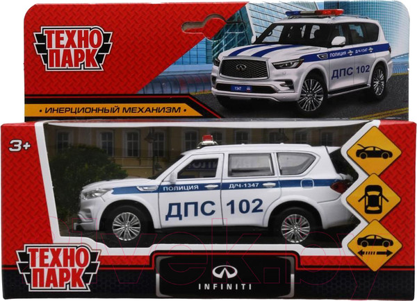 Изображение товара Автомобиль игрушечный Технопарк Infiniti Qx80 Полиция / QX80-12POL-WH