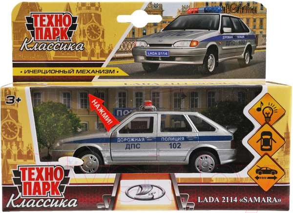Изображение товара Автомобиль игрушечный Технопарк Lada-2114 Samara Полиция / 2114-12SLPOL-SR