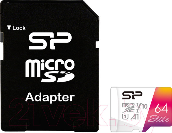 Изображение товара Карта памяти Silicon Power Elite MicroSDXC UHS-1 (Class 10) 64GB / SP064GBSTXBV1V20SP