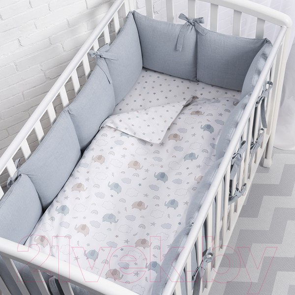 Изображение товара Бортик в кроватку Perina Soft Cotton / СК1/4-05.10 (голубой)