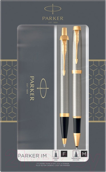 Изображение товара Набор ручек имиджевых Parker IM Brushed Metal GT / 2093217 (серебристый/золотистый)