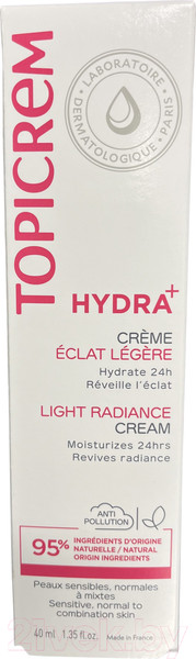 Изображение товара Крем для лица Topicrem Hydra+ Легкий Увлажняющий Сияние (40мл)