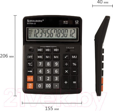 Изображение товара Калькулятор Brauberg Extra-12-BK / 250481 (черный)