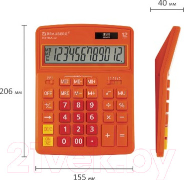Изображение товара Калькулятор Brauberg Extra-12-RG / 250485 (оранжевый)