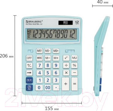 Изображение товара Калькулятор Brauberg Extra Pastel-12-LB / 250486 (голубой)