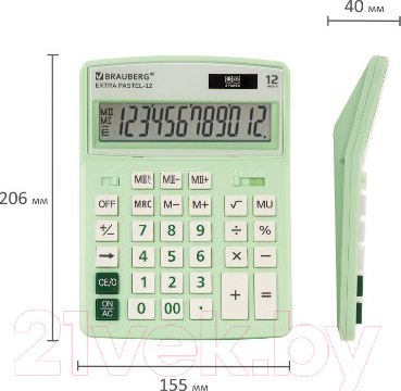 Изображение товара Калькулятор Brauberg Extra Pastel-12-LG / 250488 (мятный)