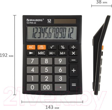 Изображение товара Калькулятор Brauberg Ultra-12-BK / 250491 (черный)