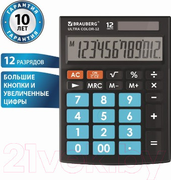 Изображение товара Калькулятор Brauberg Ultra Color-12-BKBU / 250497 (черный/голубой)