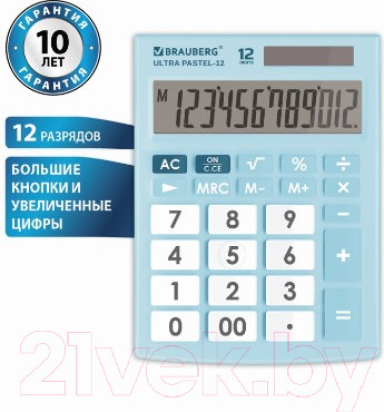 Изображение товара Калькулятор Brauberg Ultra Pastel-12-LB / 250502 (голубой)
