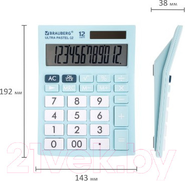 Изображение товара Калькулятор Brauberg Ultra Pastel-12-LB / 250502 (голубой)