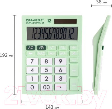 Изображение товара Калькулятор Brauberg Ultra Pastel-12-LG / 250504 (мятный)