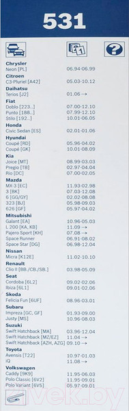 Изображение товара Щетки стеклоочистителя Bosch 3397118402