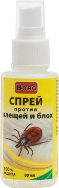 Изображение товара Спрей от блох Borg Против клещей и блох для животных (80мл)