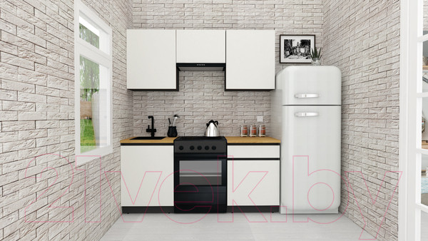 Изображение товара Кухонный гарнитур ВерсоМебель Эко-7 1.7 (белый фасадный/ст.золотистый дуб)