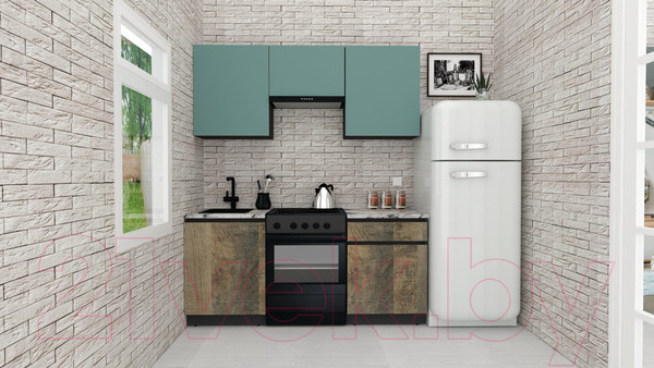 Изображение товара Кухонный гарнитур ВерсоМебель Эко-7 1.7 (сумеречный голубой/дуб гранж песочный/ст.альберика)