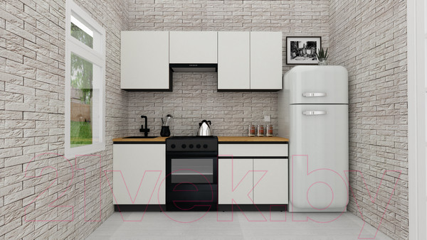 Изображение товара Кухонный гарнитур ВерсоМебель Эко-7 1.9 (белый фасадный/ст.золотистый дуб)