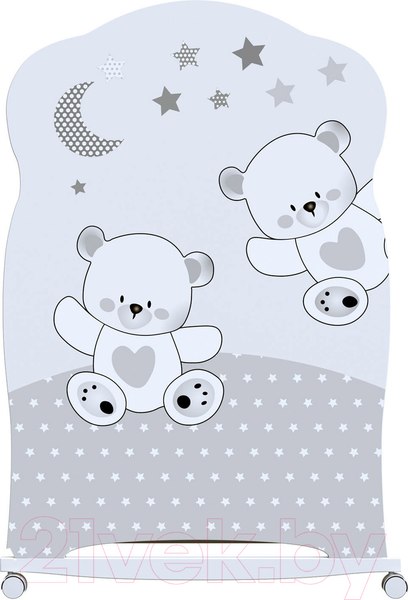 Изображение товара Детская кроватка VDK Funny Bears колесо-качалка и ящик (белый)