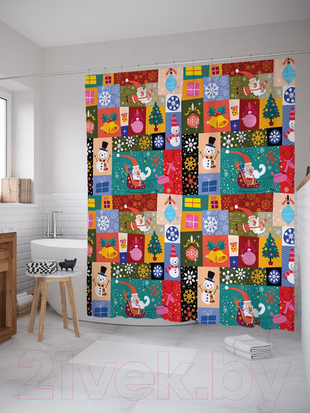 Изображение товара Шторка-занавеска для ванны JoyArty Праздник в красках / sc_78663