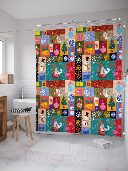 Изображение товара Шторка-занавеска для ванны JoyArty Праздник в красках / sc_78663