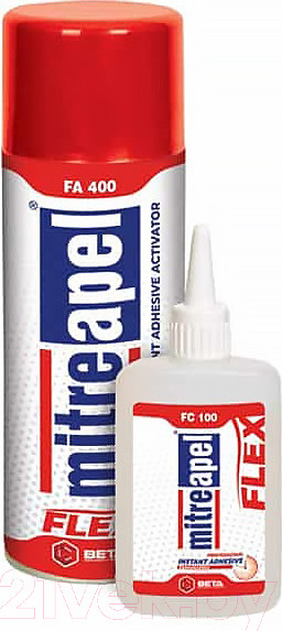 Изображение товара Клей MitreApel Flex Суперклей Цианоакрилатный Двухкомпонентный (100г+400мл)