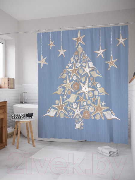 Изображение товара Шторка-занавеска для ванны JoyArty Звездная елка / sc_5709