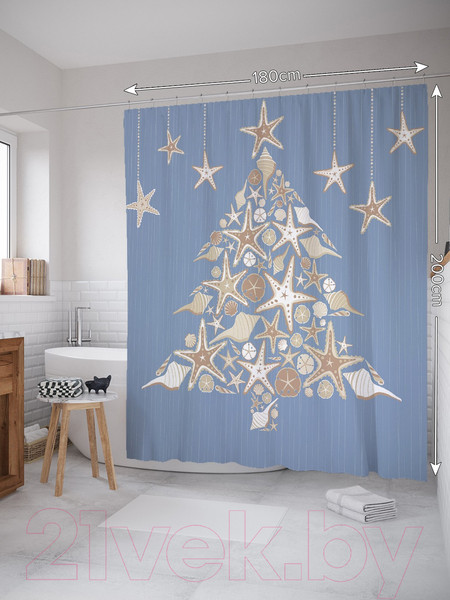Изображение товара Шторка-занавеска для ванны JoyArty Звездная елка / sc_5709