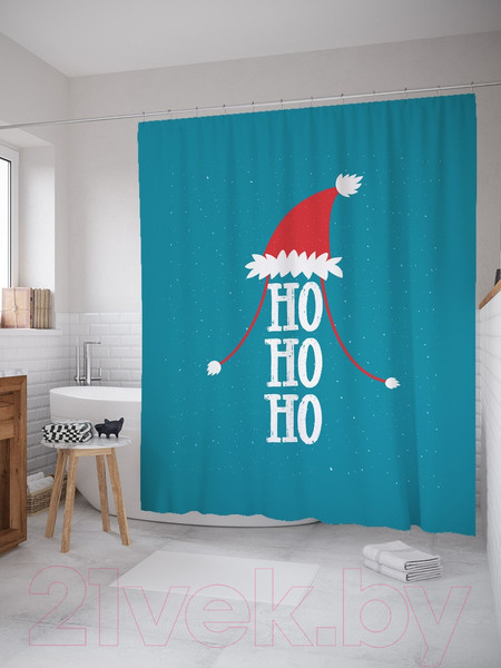 Изображение товара Шторка-занавеска для ванны JoyArty Хо-хо-хо в новогоднюю ночь / sc_290634