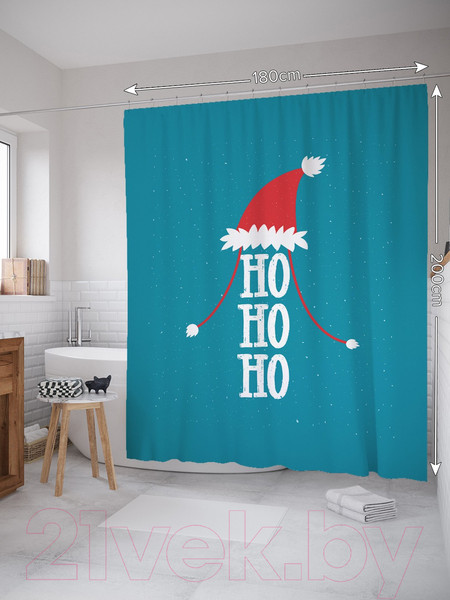 Изображение товара Шторка-занавеска для ванны JoyArty Хо-хо-хо в новогоднюю ночь / sc_290634