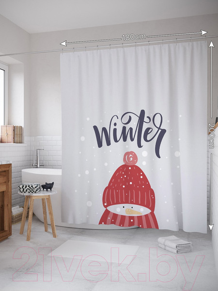 Изображение товара Шторка-занавеска для ванны JoyArty Зимнее настроение / sc_290631