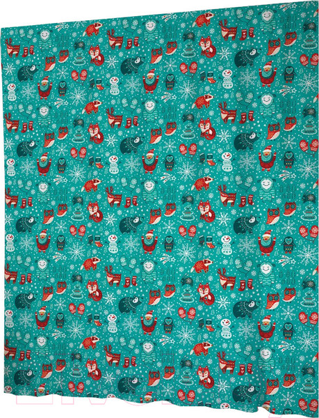 Изображение товара Шторка-занавеска для ванны JoyArty Новогоднее веселье у животных / sc_290621