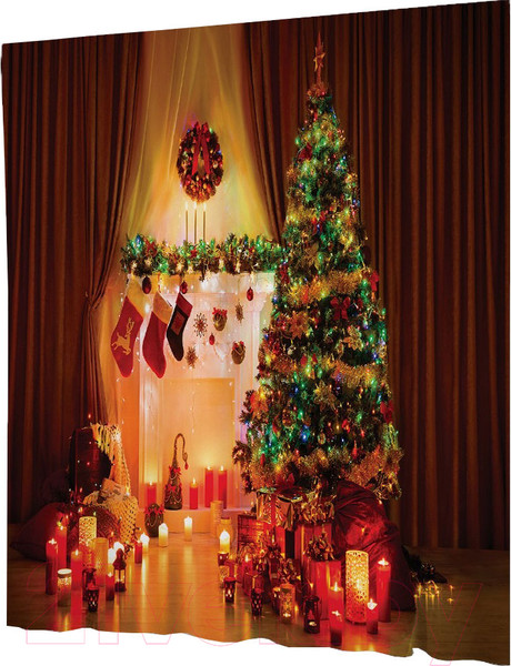 Изображение товара Шторка-занавеска для ванны JoyArty Праздничный уют / sc_20077