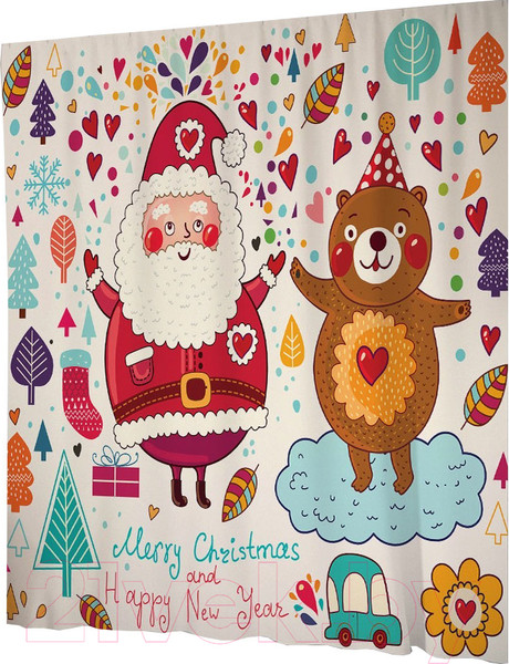 Изображение товара Шторка-занавеска для ванны JoyArty Новогодние краски / sc_20031