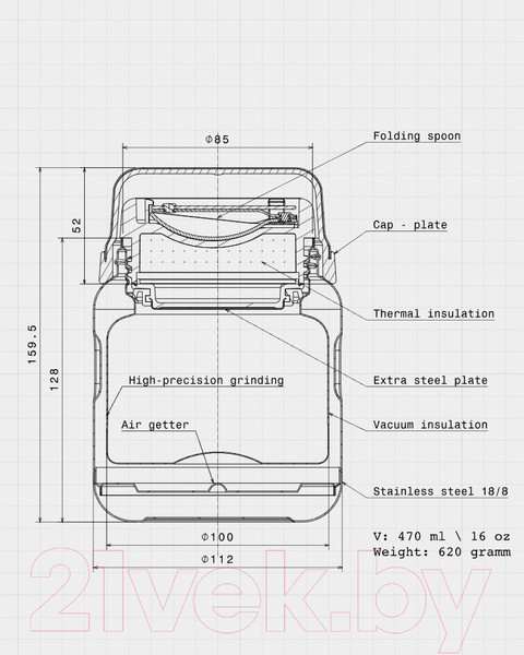 Изображение товара Термос для еды Bobber Jerrycan-470 Matte (матовый)