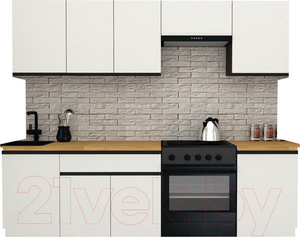 Изображение товара Кухонный гарнитур ВерсоМебель Эко-7 2.5 (белый фасадный/ст.золотистый дуб)