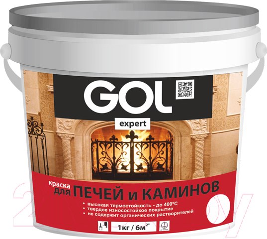 Изображение товара Краска GOL Expert для печей и каминов До 400°С (1кг, белый)