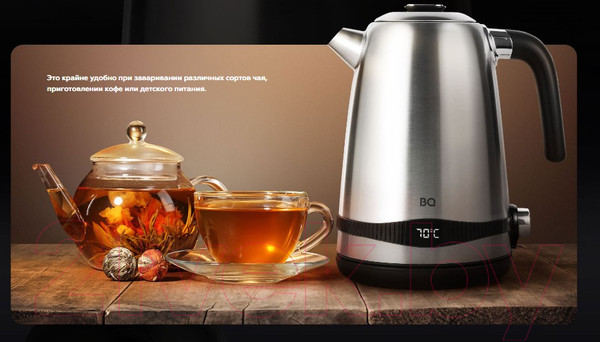 Изображение товара Электрочайник BQ KT1724SW (сталь/черный)