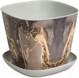 Изображение товара Вазон Violet Ротанг Квадратное с поддоном / 38125150 (мрамор)