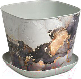 Изображение товара Вазон Violet Ротанг Квадратное с поддоном / 38137150 (мрамор)