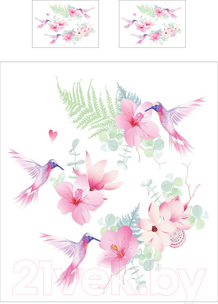 Изображение товара Комплект постельного белья JoyArty Труды колибри / bls_12394_euro