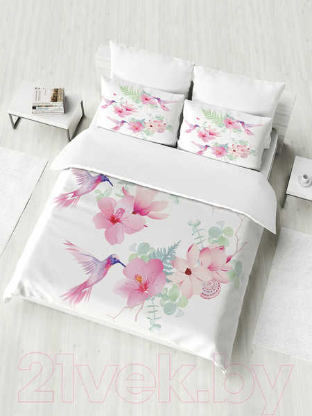 Изображение товара Комплект постельного белья JoyArty Труды колибри / bls_12394_euro