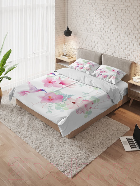 Изображение товара Комплект постельного белья JoyArty Труды колибри / bls_12394_euro